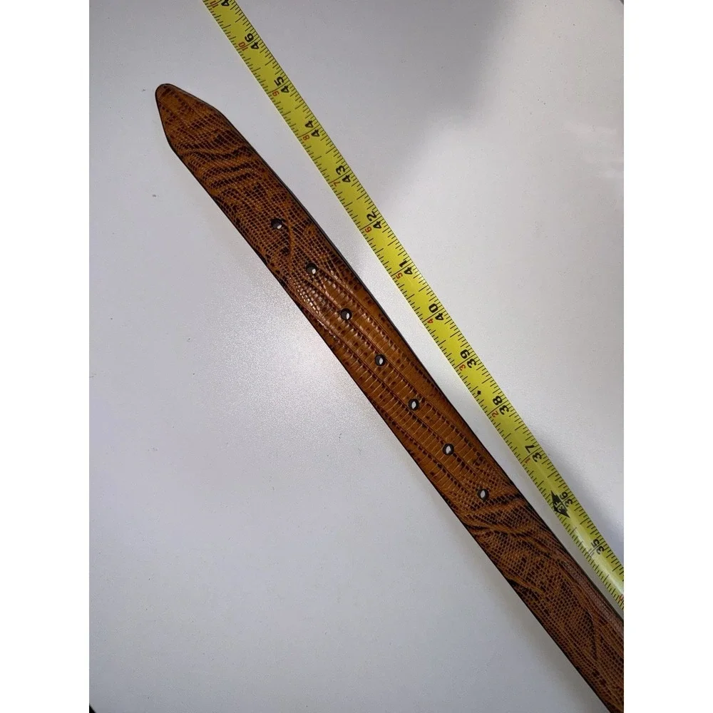 Belts.Com Belt Orange Faux Leather Croc Emboss‎ Silver Buckle Sz 40